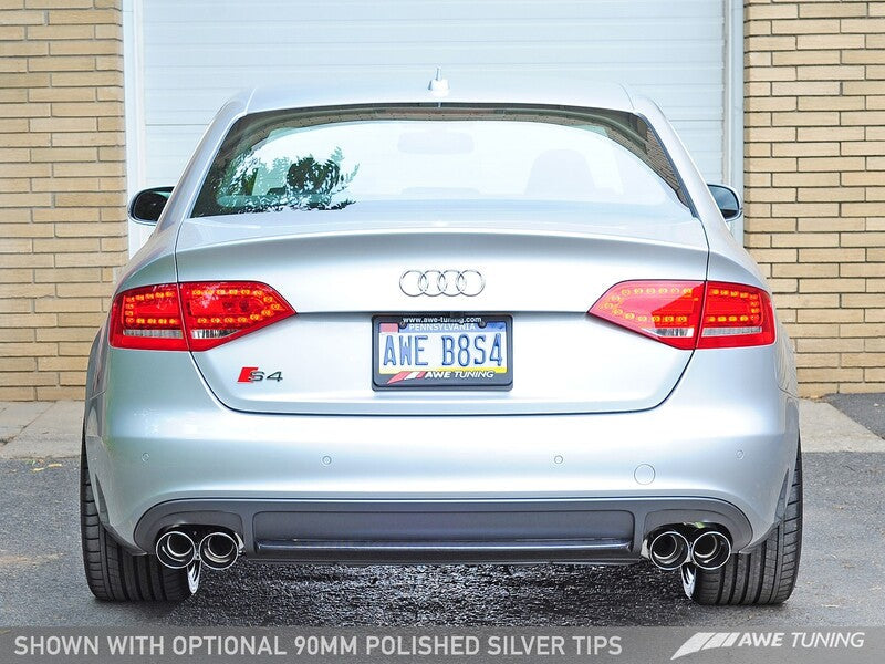 AWE Audi B8 / B8.5 S4 3.0T Touring Edition Exhaust - Chrome Silver Tips (90mm)